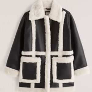 Abercrombie & Fitch Sherpa-Lined Leather Coat